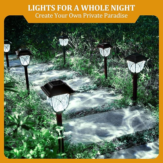 GIGALUMI Solar Lights Outdoor Waterproof, 8 Pack LED Solar Garden Lights, Solar Lights for Outside, Garden Decor for Yard, Patio, Landscape, Planter, Walkway (Cold White)