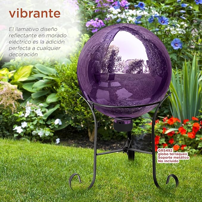 Alpine Corporation 10" Diameter Indoor/Outdoor Glass Gazing Globe Festive Yard Décor, Purple