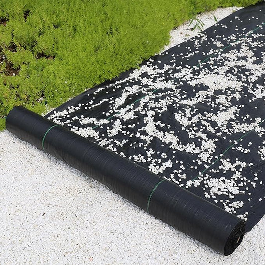 2.4oz-2.6FTx100FT Weed Barrier Landscape Fabric - Durable Weed Block Gardening Ground Cover Mat, Woven Geotextile Fabric for Underlayment, Commercial Driveway Stabilization, Weed Control Cloth