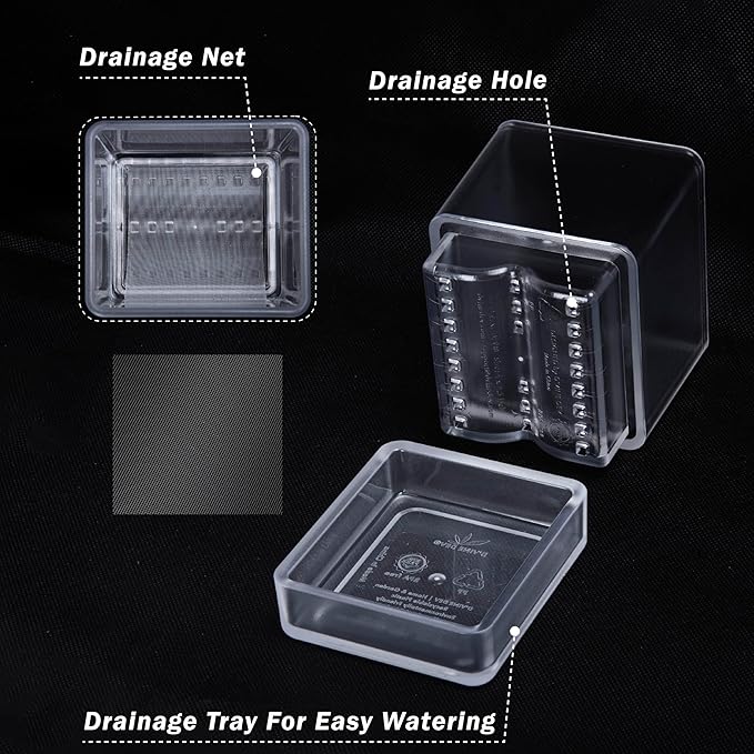 4 Inch Herb Planter Pot, Plastic Planter with Drainage Holes and Saucer, Modern Decorative Gardening Pot for Indoor Plants, Flowers, Herbs, Succulents, Clear, Set of 4, 76-Y-D-4