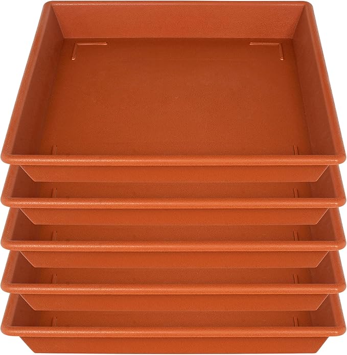 Square Plant Saucer 10 Inch 5 Pack, Plant Stand Flower Pot No Holes, Plant Trays for Pots Heavy Duty Plastic Plant Saucers for Indoors Outdoors Terracotta Plant Lover Gardening Gifts