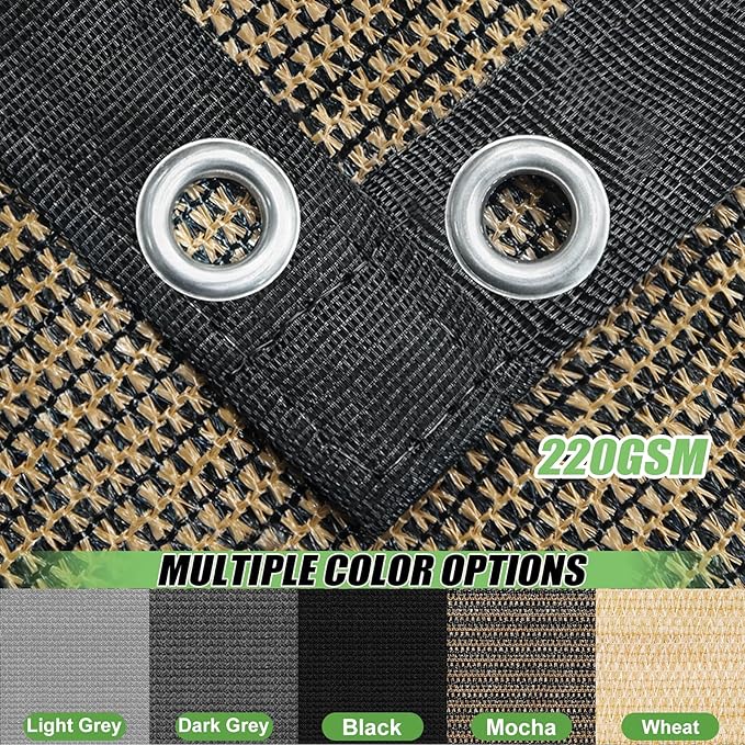 Outdoor 90% Sun Shade Cloth with Grommets, 7 X 22 FT Pergola Shade Cover for Garden Patio Carport Kennel Swimming Pool, Mocha (We Make Custom Size)
