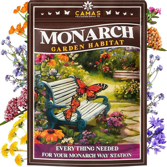 Monarch Butterfly Garden Kit with Milkweed Seeds–Perennial Flower Seeds to Plant Outside| 1/4 Pound Pure Bulk Wildflower Seeds | Garden Seeds for Attracting Pollinators | Seed Packets for Spring/Fall