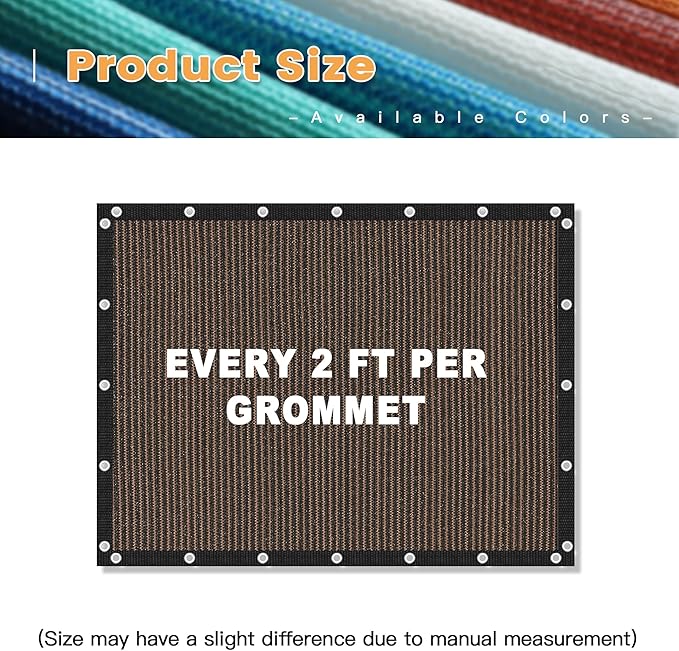VICLLAX Shade Fabric Sun Shade Cloth with Every 2 FT Grommets for Patio Garden Pergola Cover Canopy 9x23 FT, Mocha