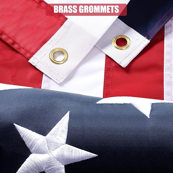 American Flag 10x15 Ft, Outdoor Premium US Flags, Heavy Duty Durable, 420D Oxford Nylon, Embroidered Stars, Brass Grommets