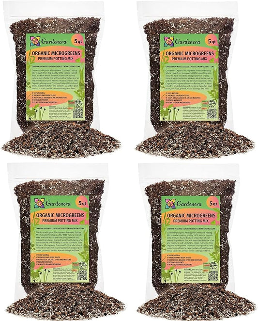 Organic Microgreens Premium Potting Mix - 20 Quart - Crafted with Care for Exceptional Results (4 Bags of 5QT)