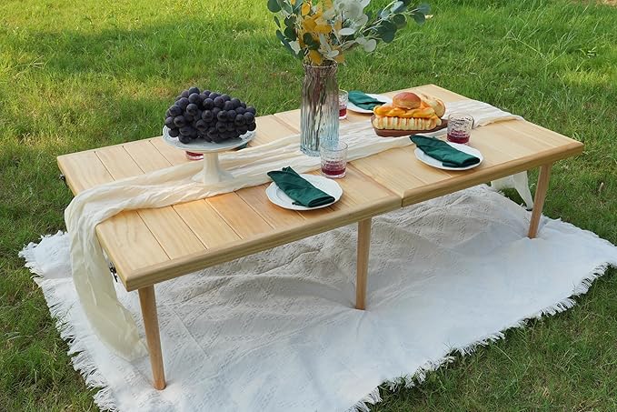 Double Height Picnic Table 30×30 Folded 60×30 Unfolded 200 lbs Load-Bearing Bohemian Style