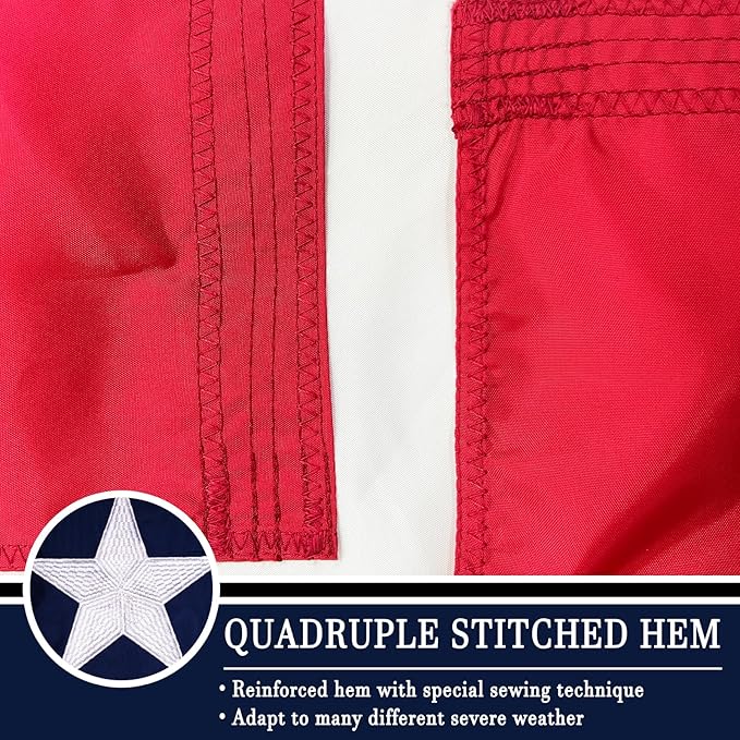 AZCOVER American Flag 15x25 FT Luxury Us Flag for Outside Made in USA Heavy Duty Nylon American Flags for Outdoor with Embroidered Stars Sewn Stipes and Brass Grommets All Weather Lasting United