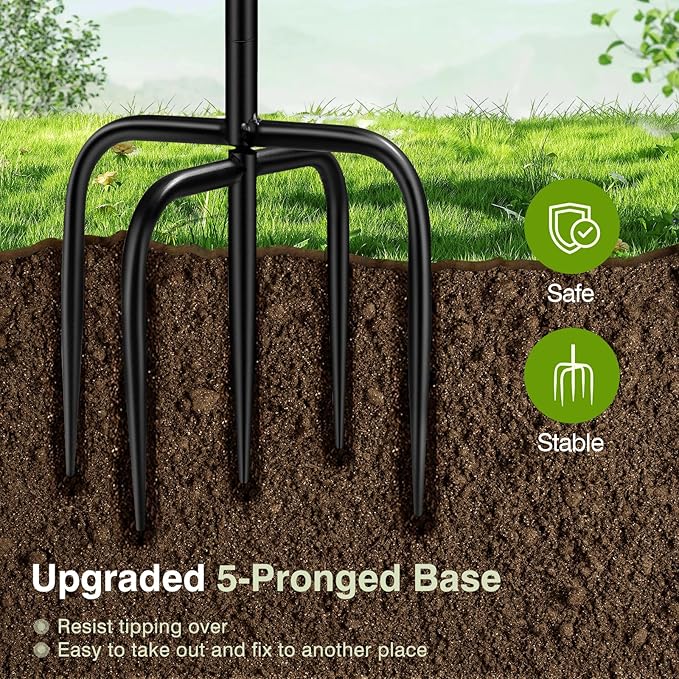 Daoeny Heavy Duty Bird Baths for Outdoors, 35In Outdoor Freestanding Birdbaths & Birdfeeder, Bird Bath Feeder Bowl with Metal Stake Garden Patio Yard Lawn Decor, Upgraded 5-Pronged Base (Brown)