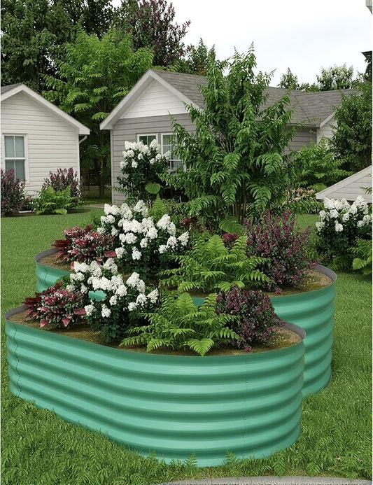 2 Pcs Raised Garden Beds Outdoor 8x4x1.5ft - Galvanized Steel Planter Box for Vegetables, Flowers, Rust-Resistant Garden Box, Easy Assembly Raised Beds, Durable Planters for Outdoor Plants, Green