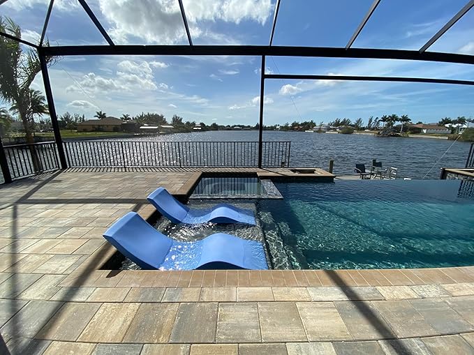 Aqua Outdoors - in-Pool Chaise Lounger - Pool & Sun Shelf Lounge Chair - Designed for Water Depths Up to 9” - Compatible with All Types - Poolside & Sun Deck Tanning - Set of 2 - Coral Reef