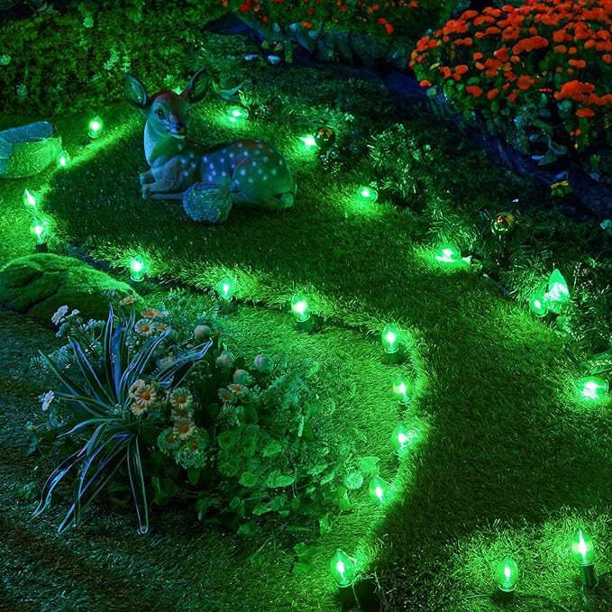 Green C7 LED Christmas String Lights, 25FT Shatterproof Christmas Lights with 25+1 Bulbs, Outdoor String Lights for Christmas Tree Patio Roofline Garden Yard Party Backyard Holiday Decorations