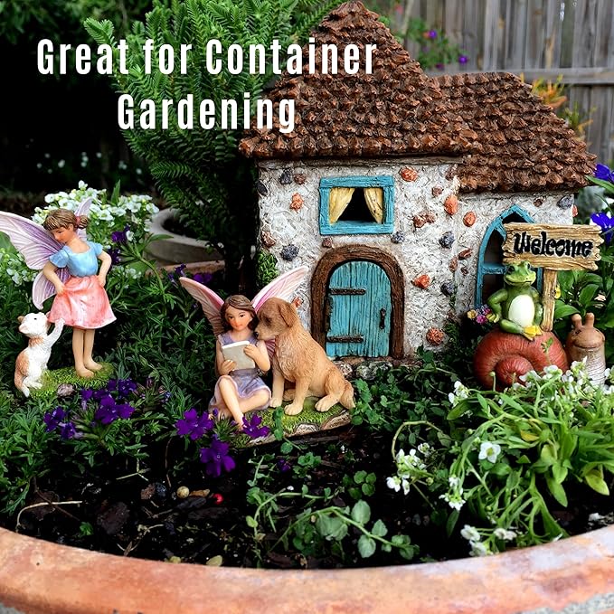 Fairy Garden House Kit - Fairy House, Fairy Garden Accessories Outdoor & Fairies for Fairy Garden – Fairy Houses for Gardens Outdoor - 4 Piece Kit for Adults