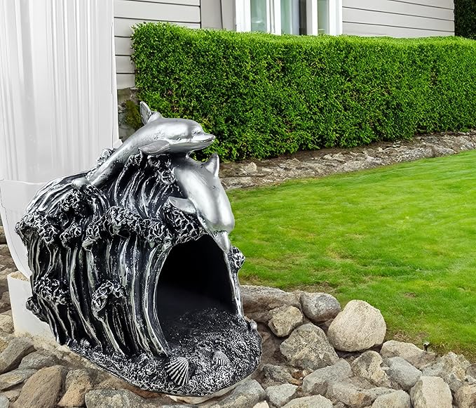 Dolphin Statue 3" x 4" Gutter Downspout Extension,Garden Outdoor Animal Decor Sculpture, Gutter Diverter Rain, Splash Block, Decorative Gutter Extender Diverter Ornament