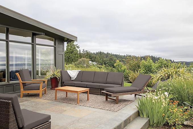 Classic Accessories Ravenna Water-Resistant 21 x 19 x 5 Inch Patio Seat Cushion, Dark Taupe, Patio Loveseat Cushion