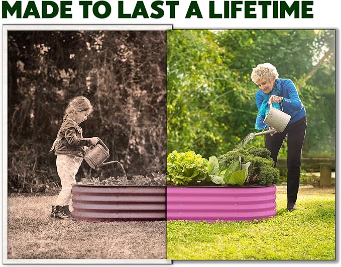 Galvanized Raised Garden Beds Outdoor // 4×2×1 ft Planter Raised Beds for Gardening, Vegetables, Flowers (Pink) // Large Metal Garden Box