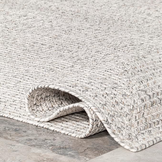 nuLOOM 2' x 8' Solid Hand Braided Indoor/Outdoor Area Rug, Pet-Friendly, High Traffic, Weather Resistant, for Patio, Balcony, Bedroom, Living, Dining Room, Wynn Ivory