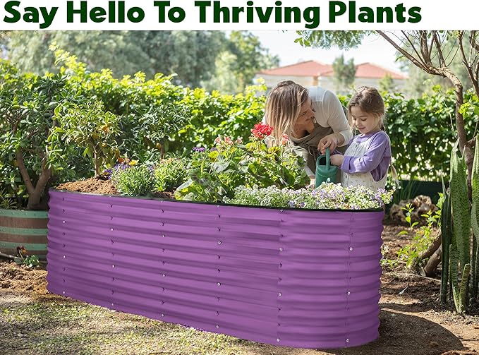 Galvanized Raised Garden Beds Outdoor // 6×2×2 ft Planter Raised Beds for Gardening, Vegetables, Flowers // Large Metal Garden Box (Purple) // Patented Tool-Free Design
