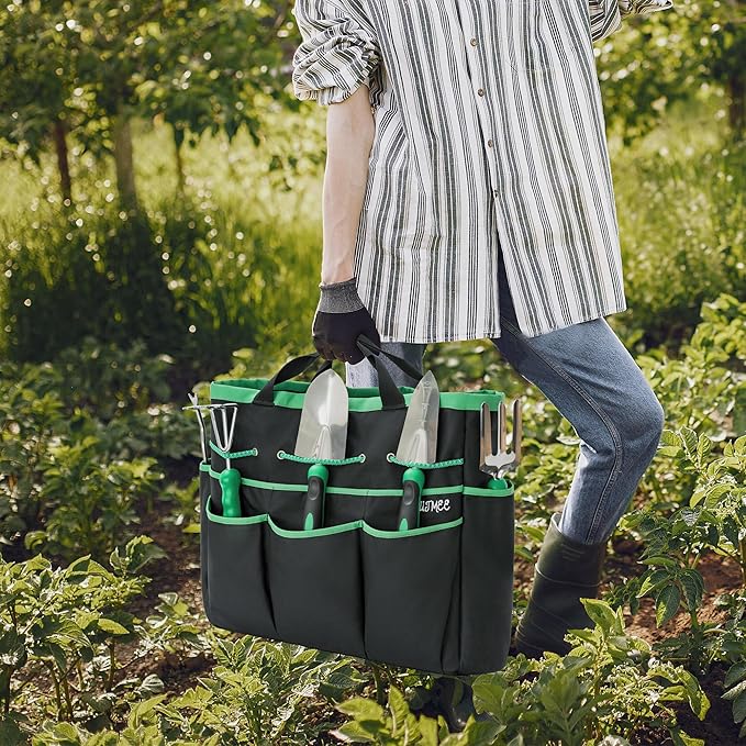 Garden Tool Set with Bag and Gloves, Heavy Duty Stainless Steel Gardening Tool Set, Ideal Gardening for Women and Men, Set of 9