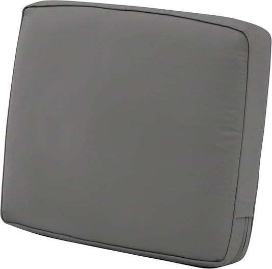 Classic Accessories Montlake Water-Resistant 21 x 20 x 4 Inch Patio Lounge Back Cushion, Light Charcoal Grey, Outdoor Loveseat Cushions