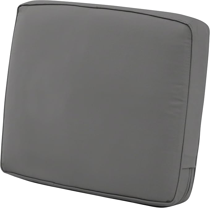 Classic Accessories Montlake Water-Resistant 25 x 22 x 4 Inch Patio Lounge Back Cushion, Light Charcoal Grey, Outdoor Loveseat Cushions