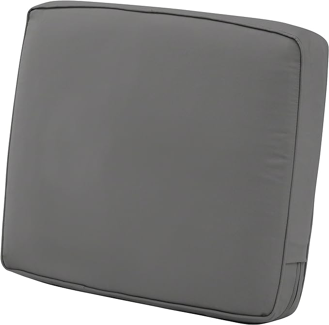 Classic Accessories Montlake Water-Resistant 25 x 18 x 4 Inch Patio Lounge Back Cushion, Light Charcoal Grey, Outdoor Loveseat Cushions