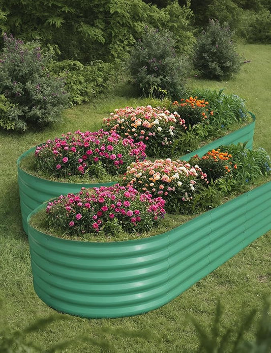 2 Pcs Raised Garden Beds Outdoor 10x4x1.5ft - Galvanized Steel Planter Box for Vegetables, Flowers, Rust-Resistant Garden Box, Easy Assembly Raised Beds, Durable Planters for Outdoor Plants, Green