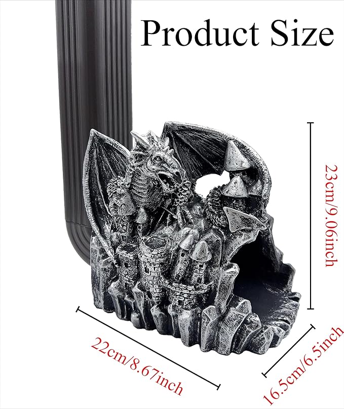 Dragon Gutter Diverter Rain, Outdoor Decor Sculpture, Garden Rain Downspout Diverter, Splash Block, Gutter Extender, Decorative Extension, Animal Statue,Eco-Friendly Resin, Fits 3x4 Downspouts
