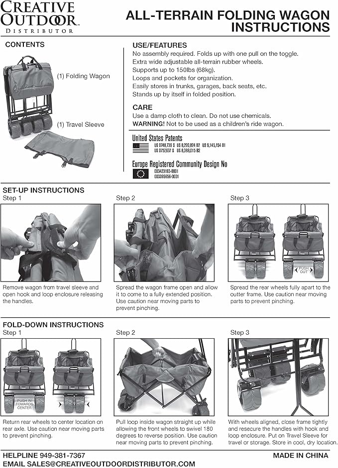 Creative Outdoor Original Folding Wagon All-Terrain Wheels
