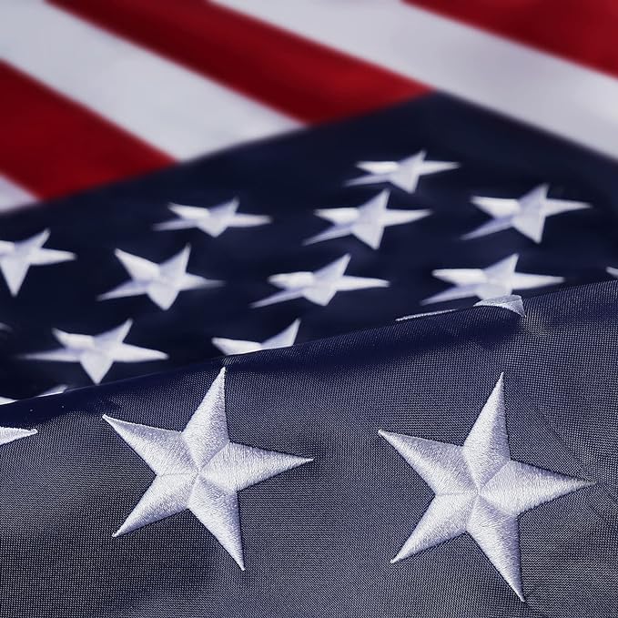 Homissor American Flag 6x10 Ft Large US Flags Embroidered Stars 6x10 Foot Flags USA Heavy Duty Outdoor Made of Nylon Sewn Stripes with 3 Brass Grommets
