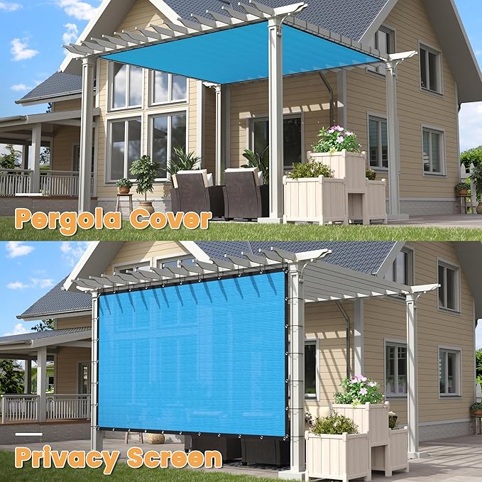 VICLLAX Shade Fabric Sun Shade Cloth with Every 2 FT Grommets for Patio Garden Pergola Cover Canopy 20x23 FT, Mixed Turquoise