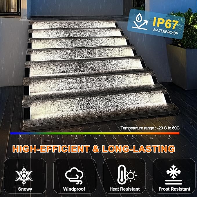 LED Solar Step Lights Waterproof Outdoor Stair Lights, Solar Deck Lights Outdoor Decor IP67 Solar Lights for Yard, Patio, Garden, Walkways, Front Door, Pathway, Driveway (8)