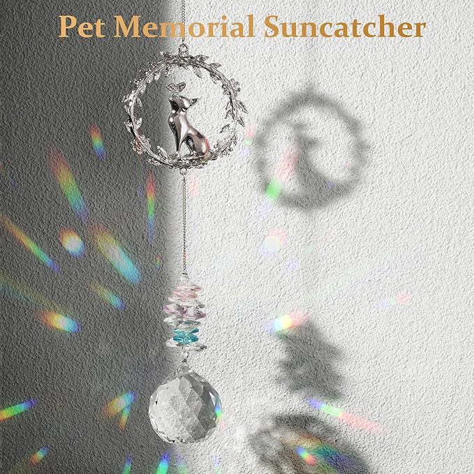 Cat Memorial Suncatcher - Lost of Cat Bereavement Gift Idea, Cat Loss Sympathy Gifts, Pet Memorial Gifts, Thoughtful Cats Remembrance Sun Catcher, Passing Away Remembrance Memory Gift