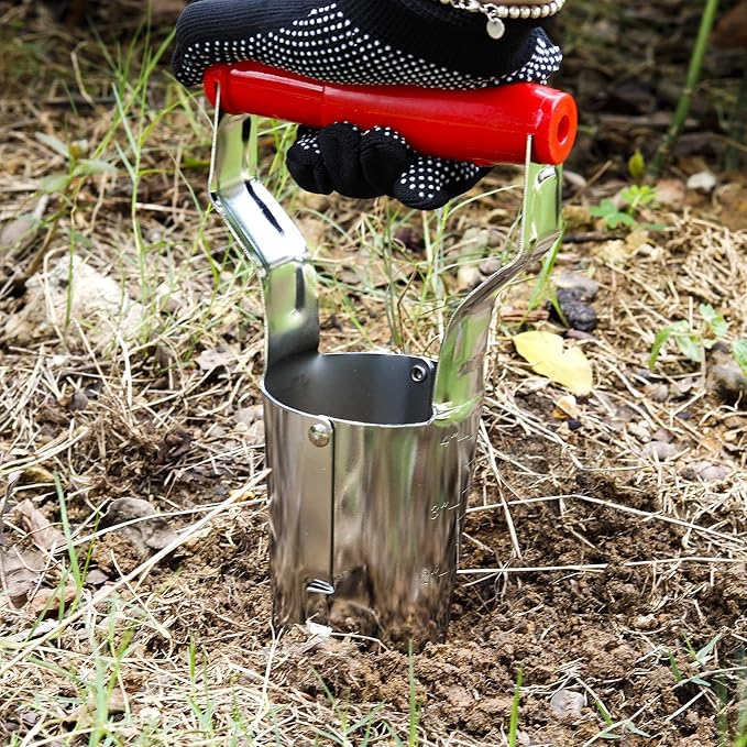 FLORA GUARD 2 Piece Bulb Planting Tool Set, Includes 1 Bulb Planter with Depth Markers, 1 Metal Planting Dibber, Ideal Transplanter Kit