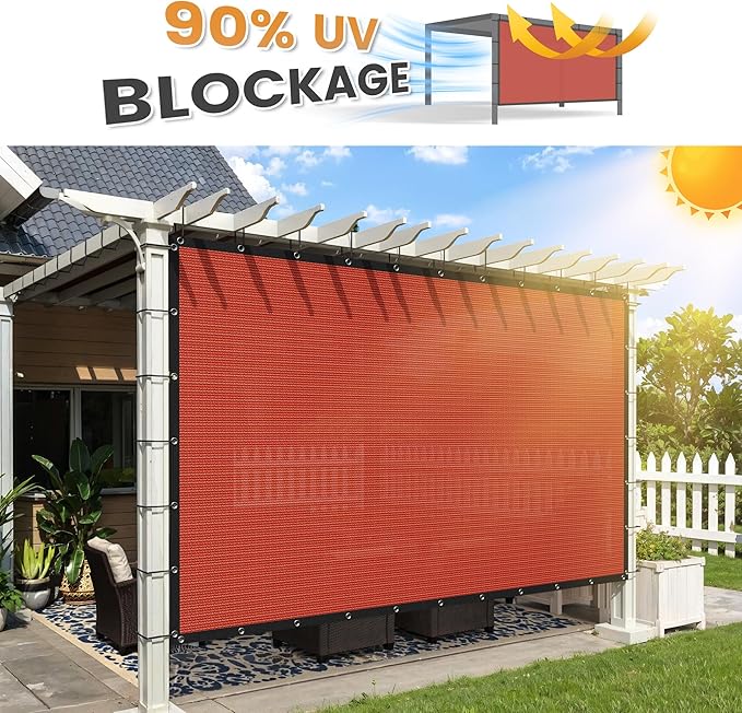 VICLLAX Shade Fabric Sun Shade Cloth with Every 2 FT Grommets for Patio Garden Pergola Cover Canopy 16x19 FT, Rust Red