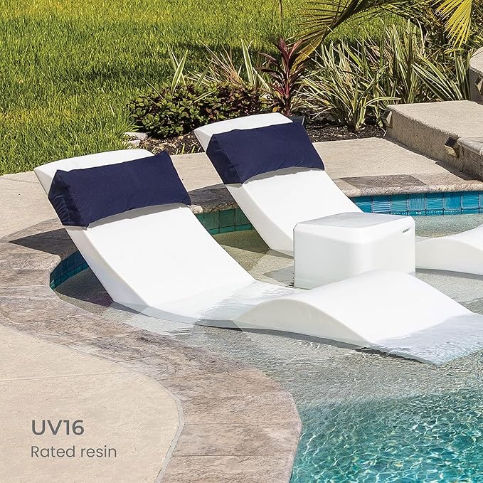 Aqua Outdoors in-Pool Side Table Large for 10-14 in. of Water (White Granite)