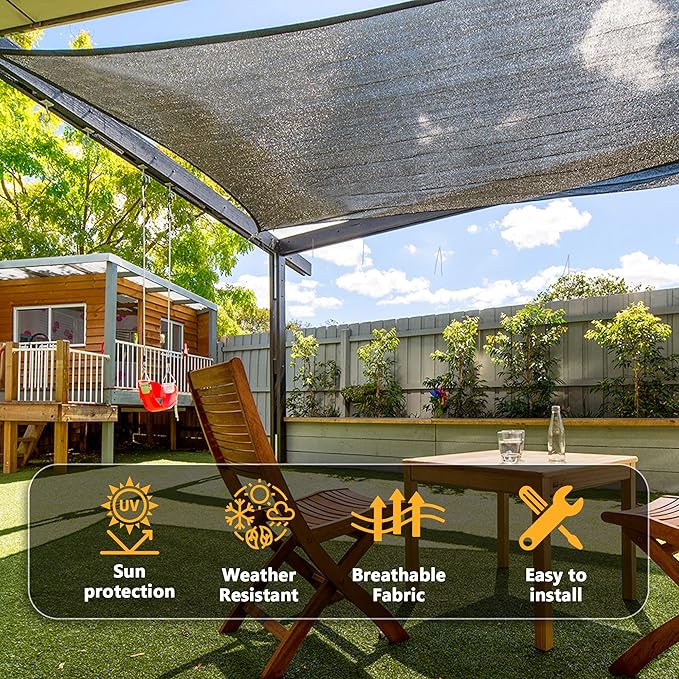 VICLLAX 90% Shade Cloth, 4x5FT Durable Black Mesh Trap with Every 3 FT Grommet, Sun Shade Fabric Netting for for Plants Cover, Greenhouse, Chicken Coop, Barn Kennel, Garden Patio
