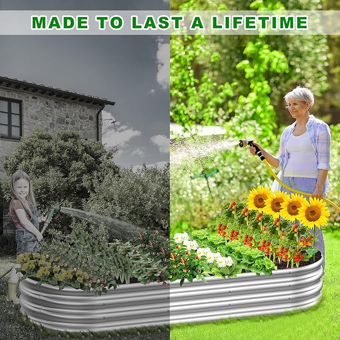 2 Pcs 7 x 3 x 1 FT Galvanized Steel Raised Garden Bed, Large Galvanized Steel Outdoor planter box for for Easy to DIY and clean - Raised Garden Beds outdoor for backyards, terraces and balconies