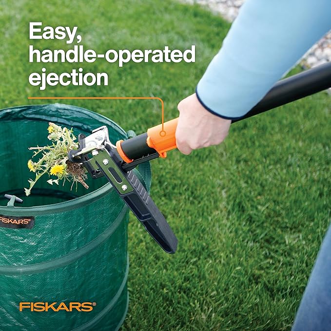 Fiskars 3-Claw Stand Up Weed Puller Tool, Gardening Weeder, Hand Weeding Tool with 39" Long Ergonomic Handle with Easy-Eject Mechanism