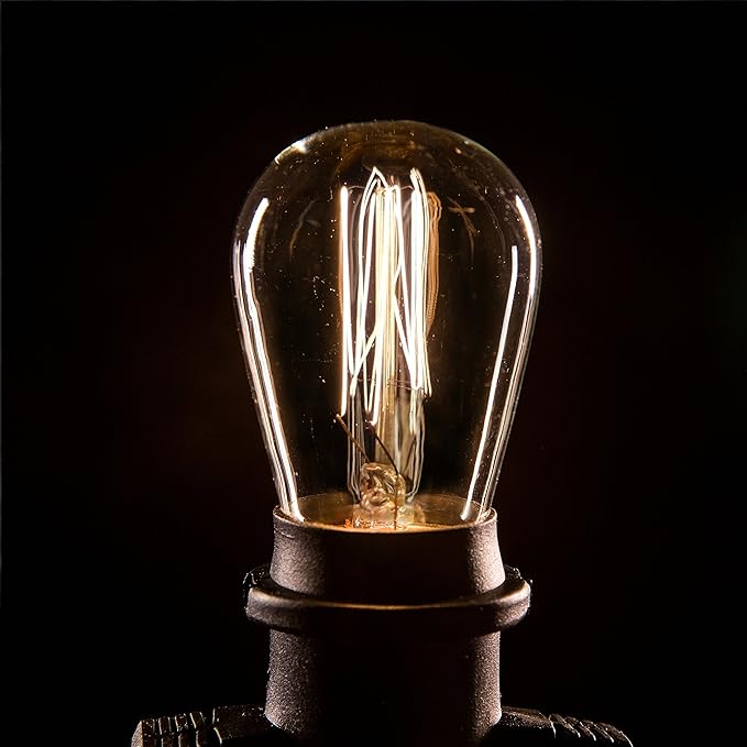 Hometown Evolution, Inc. 50 Foot E26 Commercial Edison Bulb String Lights with 25 Suspended Sockets and S14 Lantern Edison 11 Watt Bulbs