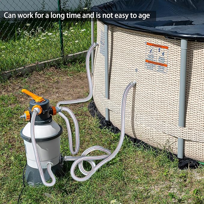 Frienda Heavy Duty Steel Wire Flexible Tubing with Fasteners PVC High Pressure Drain Hose Tube Pond Tubing Clear Wire Reinforced for Pond Bilge Pump Vacuum Suction Hose(6.6 Ft, 3/4 Inch Id)