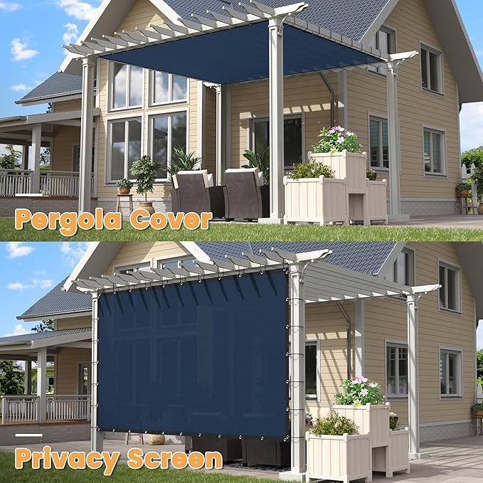 VICLLAX Shade Fabric Sun Shade Cloth with Every 2 FT Grommets for Patio Garden Pergola Cover Canopy 13x16 FT, Dark Blue