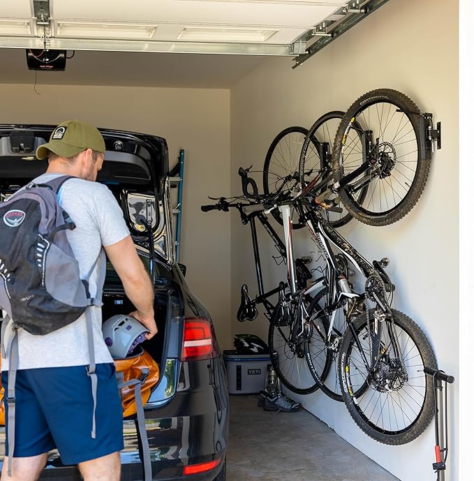StoreYourBoard Bike Swivel Rack – Wall Mounted Garage Bike Storage, Vertical Hanger with 120° Swing Design & Stopper, Space-Saving Indoor Wall Mount – Fits Kids Bikes, BMX & More