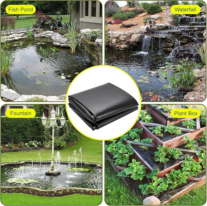 20 x 25 FT Pond Liner, 20 Mil Pond Liners for Outdoor Ponds, HDPE Pond Liner Easy Cutting Puncture Resistant, Pond Liners for Water Garden Fountain Waterfall, Koi Fish Aquaculture Pond