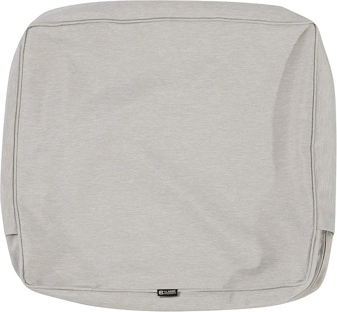 Classic Accessories Montlake Water-Resistant 25 x 18 x 4 Inch Patio Lounge Back Cushion, Heather Grey, Outdoor Loveseat Cushions