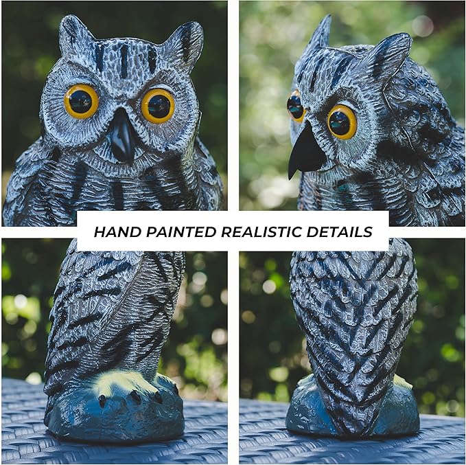 Galashield Owl Decoy to Scare Birds Away | Plastic Owls to Scare Birds Away | Owl Statue for Garden & Outdoors