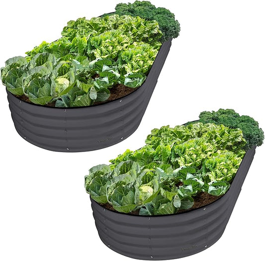 Galvanized Raised Garden Beds Outdoor // 8×4×1 ft (2-Pack) Planter Raised Beds for Gardening, Vegetables, Flowers // Large Metal Garden Box // Patented Tool-Free Design (Gray)