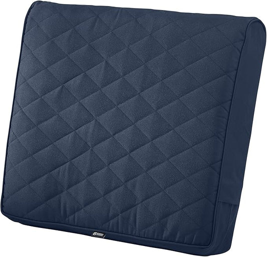 Classic Accessories Montlake FadeSafe Water-Resistant 25 x 22 x 4 Inch Wide Back Patio Quilted Lounge Cushion, Navy