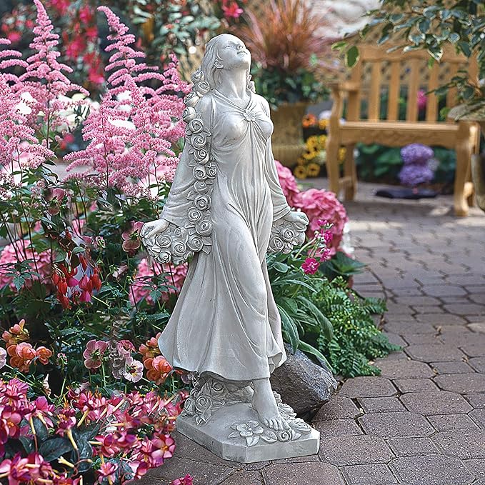 Design Toscano KY47018 Flora Divine Patroness of Gardens Roman Statue, 14 Inches Wide, 14 Inches Deep, 31 Inches High, Antique Stone Finish