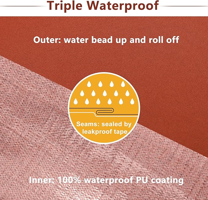 Favoyard Patio Chair Cushions 18.5 x 16 x 3 Inch Waterproof Outdoor Seat Cushions for Patio Furniture 3-Year Color Fastness Garden Sofa Couch Chair Pads with Handle & Adjustable Straps Set of 2, Spice